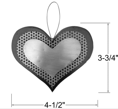 Handmade Recycled Metal Heart Ornament – Brass & Steel Boho Wall Art