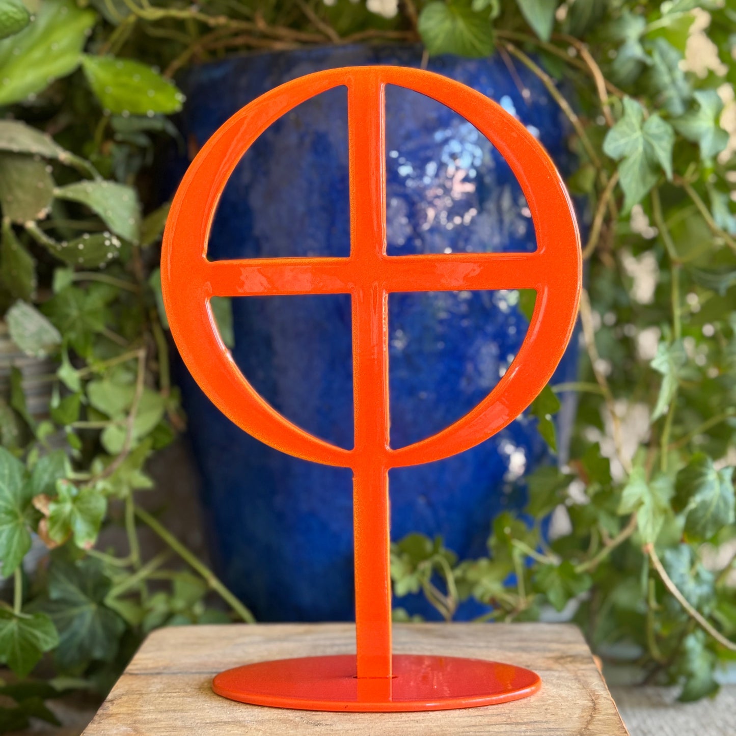 Handmade Metal Earth Symbol Statue – Planet Sculpture for Balance & Grounding