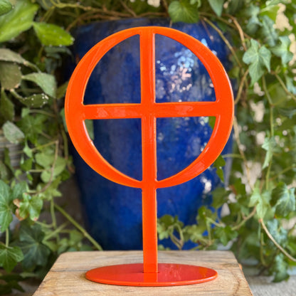 Handmade Metal Earth Symbol Statue – Planet Sculpture for Balance & Grounding