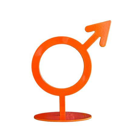 Handmade Metal Mars Symbol Statue – Celestial Sculpture of Strength & Action