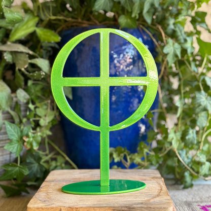 Handmade Metal Earth Symbol Statue – Planet Sculpture for Balance & Grounding