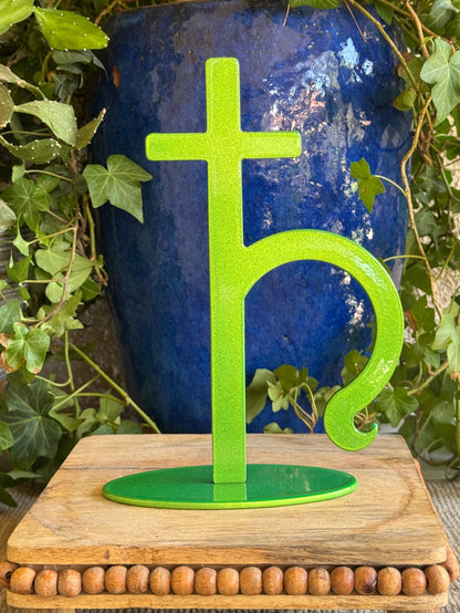 Saturn, green on stand