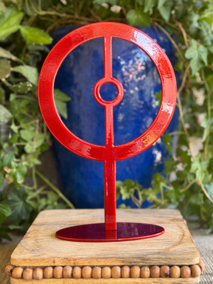 Handmade Metal Sun Symbol Statue – Celestial Sculpture of Vitality & Illumination