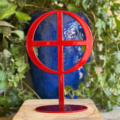 Handmade Metal Earth Symbol Statue – Planet Sculpture for Balance & Grounding
