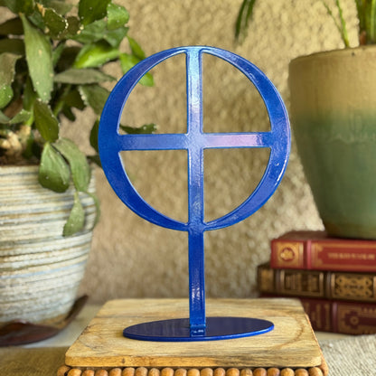 Handmade Metal Earth Symbol Statue – Planet Sculpture for Balance & Grounding