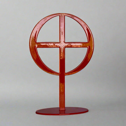 Handmade Metal Earth Symbol Statue – Planet Sculpture for Balance & Grounding