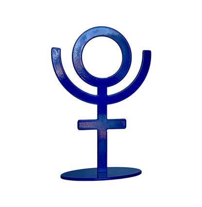 Handmade Metal Pluto Symbol Statue – Celestial Sculpture of Transformation & Rebirth