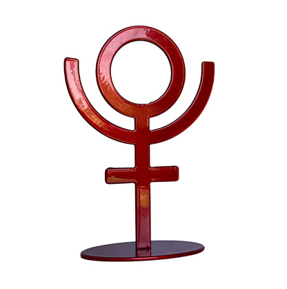 Pluto, red on white background