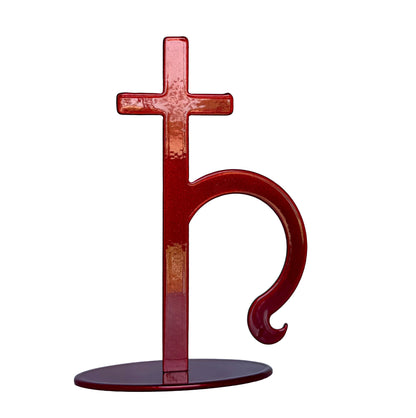 Saturn, red with white background