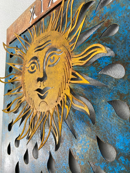 Handmade Metal Tarot Wall Art – “The Sun” Card Symbol of Joy and Illumination