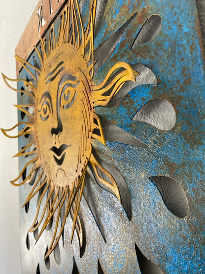 Handmade Metal Tarot Wall Art – “The Sun” Card Symbol of Joy and Illumination