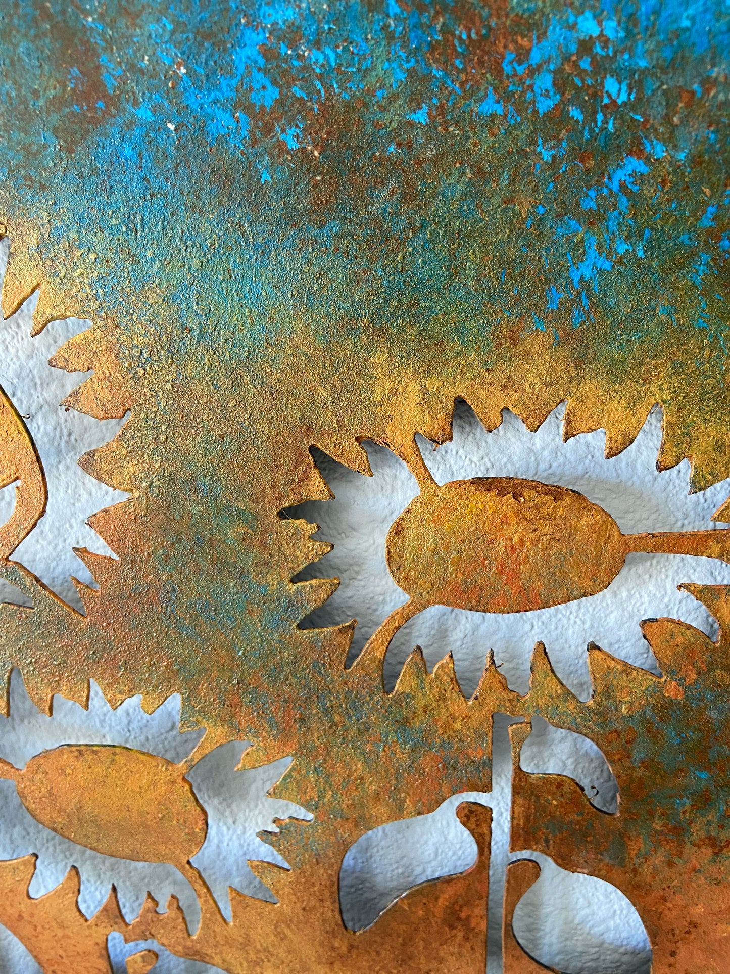 Handmade Metal Tarot Wall Art – “The Sun” Card Symbol of Joy and Illumination