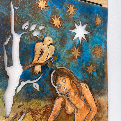 Handmade Metal Tarot Wall Art – “The Star” Card Symbol of Hope and Inspiration