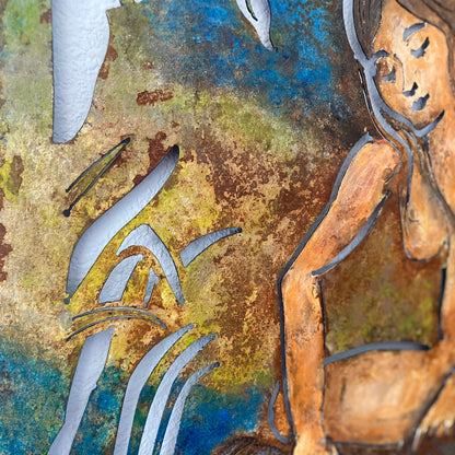 Handmade Metal Tarot Wall Art – “The Star” Card Symbol of Hope and Inspiration