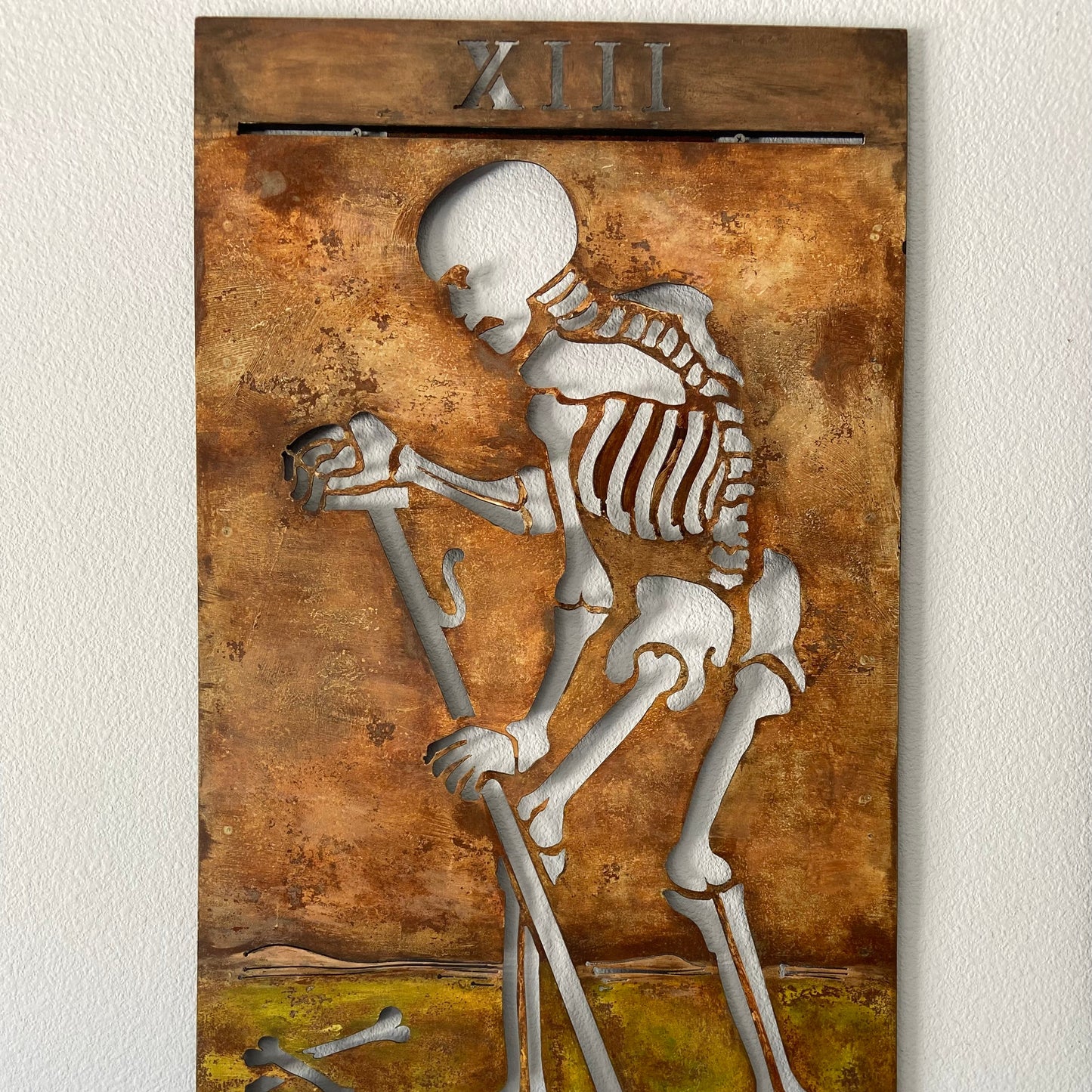 Handmade Metal Tarot Wall Art – “The Death” Card Symbol of Transformation