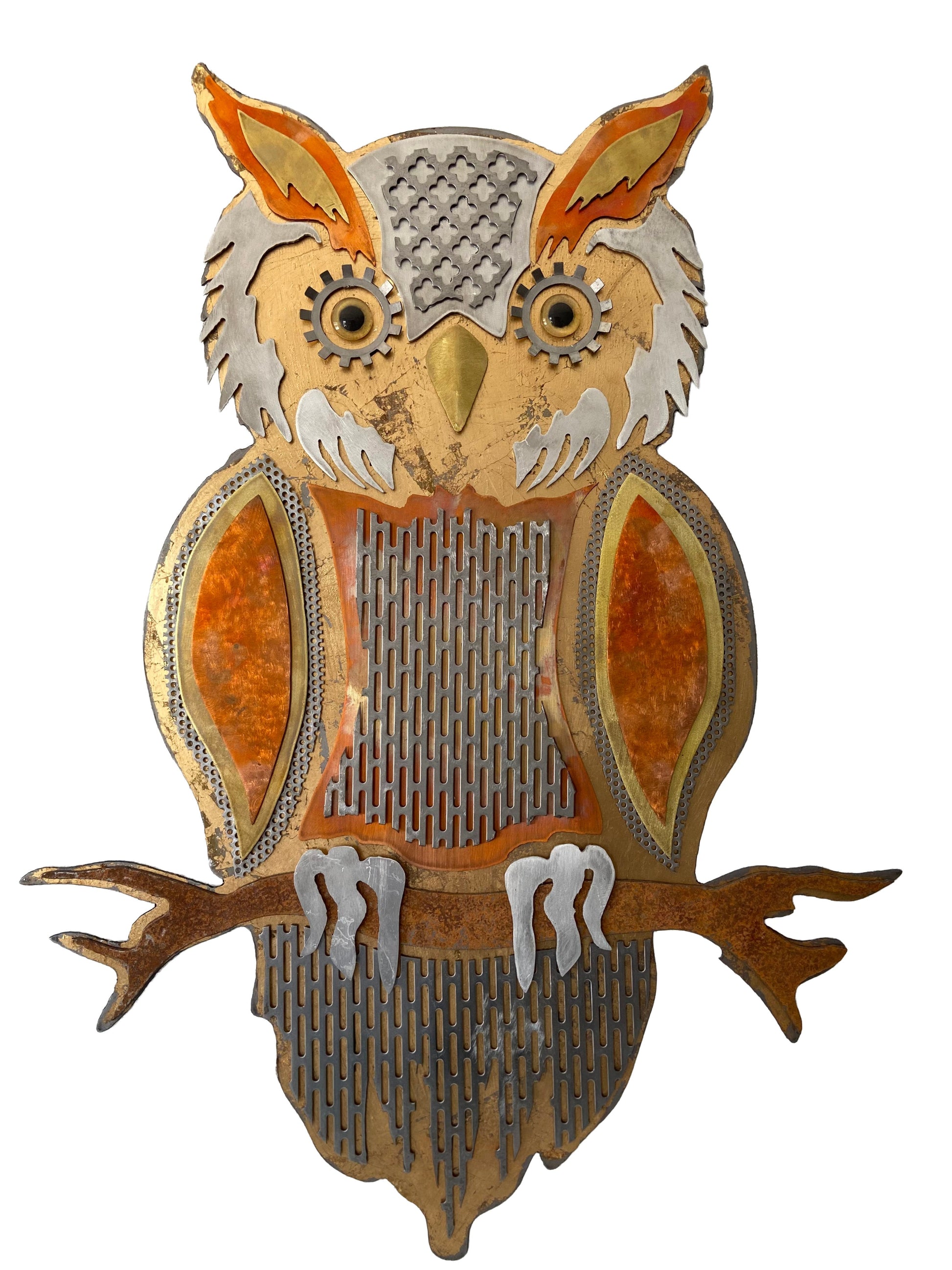 Owl, gold leaf