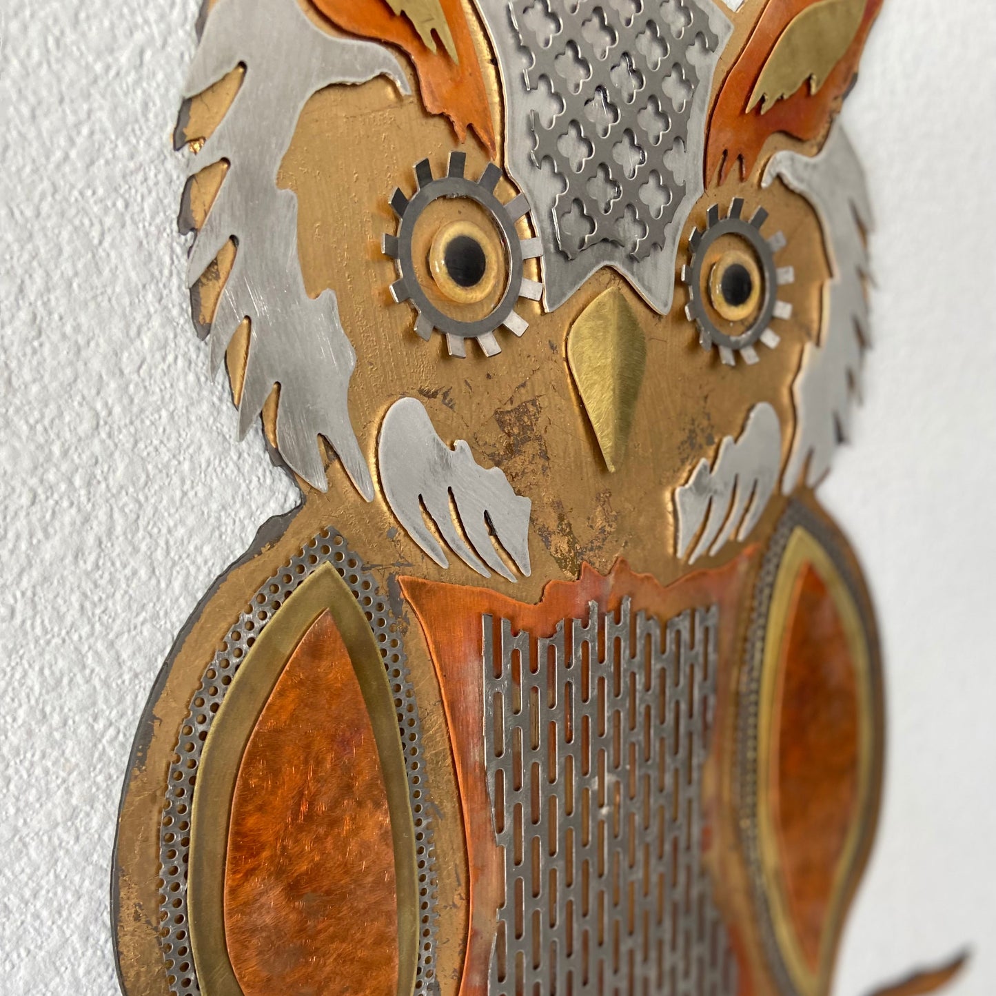 Enchanted Owl Guardian - Handcrafted Metal Wall Art With Gold Leaf
