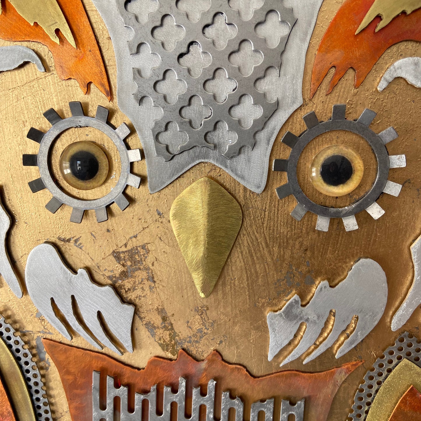 Enchanted Owl Guardian - Handcrafted Metal Wall Art With Gold Leaf