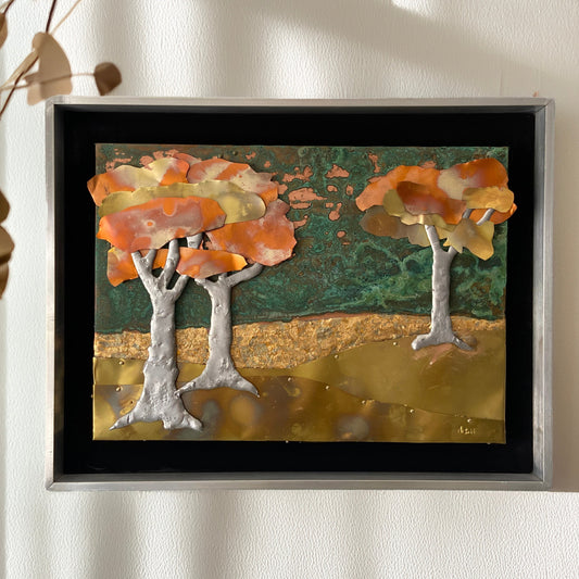 Eternal Autumn – Handcrafted Mixed Metal Landscape Wall Art