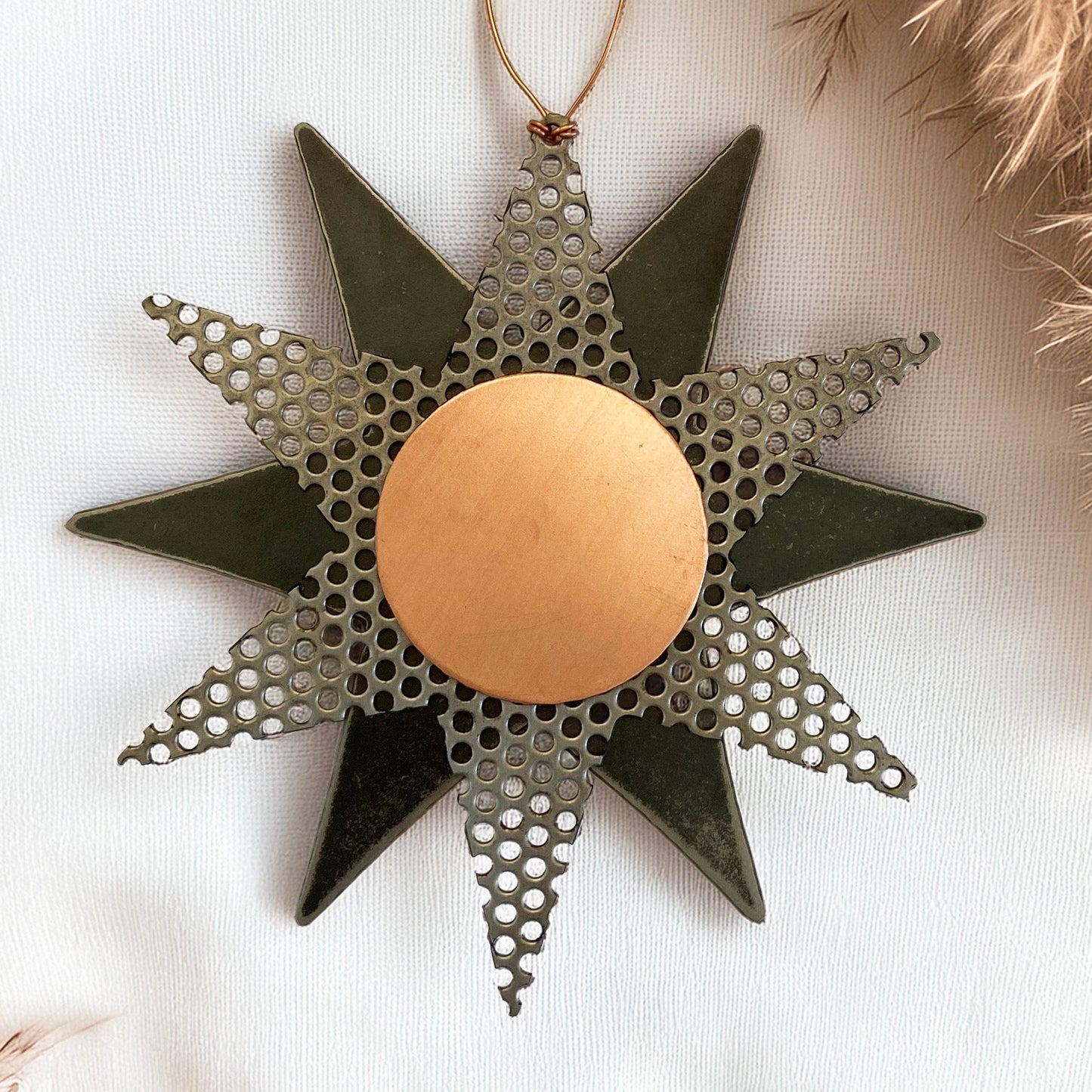 Handmade Recycled Metal Sun Wall Art – Copper & Steel Celestial Decor