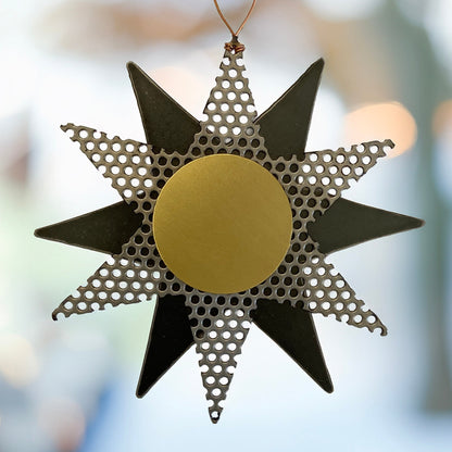 Handmade Recycled Metal Sun Wall Art – Brass & Steel Celestial Decor