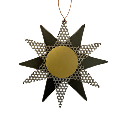Handmade Recycled Metal Sun Wall Art – Brass & Steel Celestial Decor