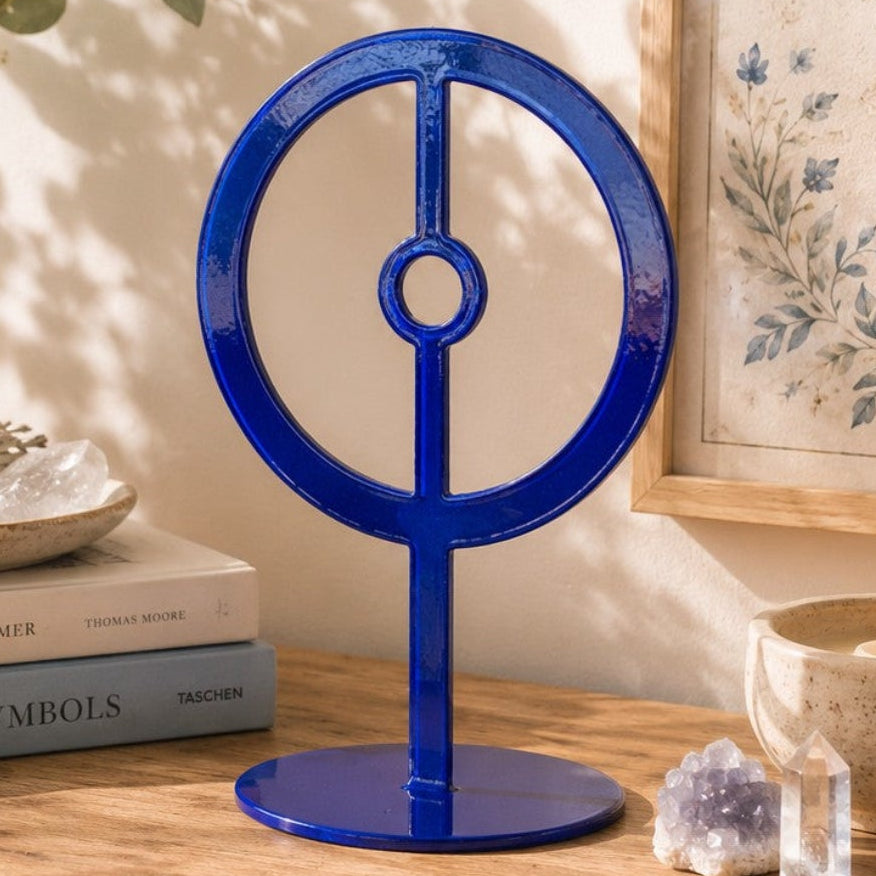 blue sun statue