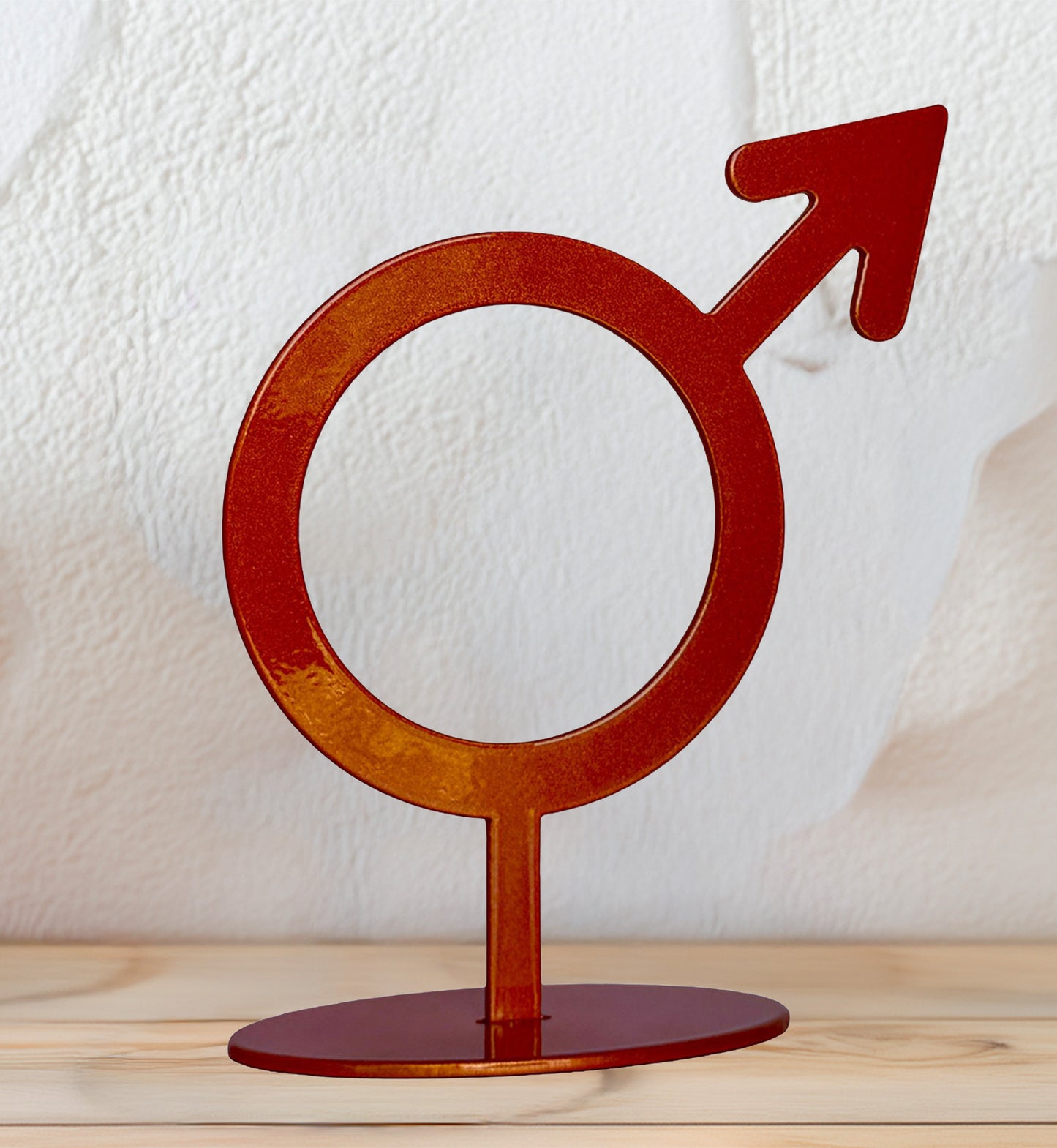 Handmade Metal Mars Symbol Statue – Celestial Sculpture of Strength & Action