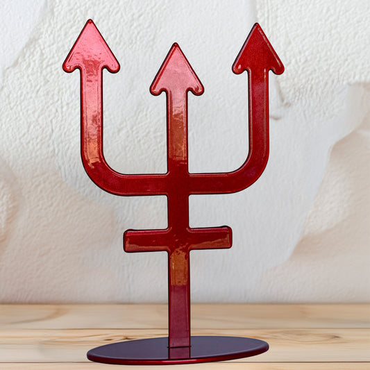 Handmade Metal Neptune Symbol Statue – Celestial Sculpture of Dreams & Intuition