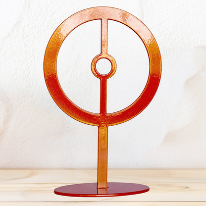 Handmade Metal Sun Symbol Statue – Celestial Sculpture of Vitality & Illumination